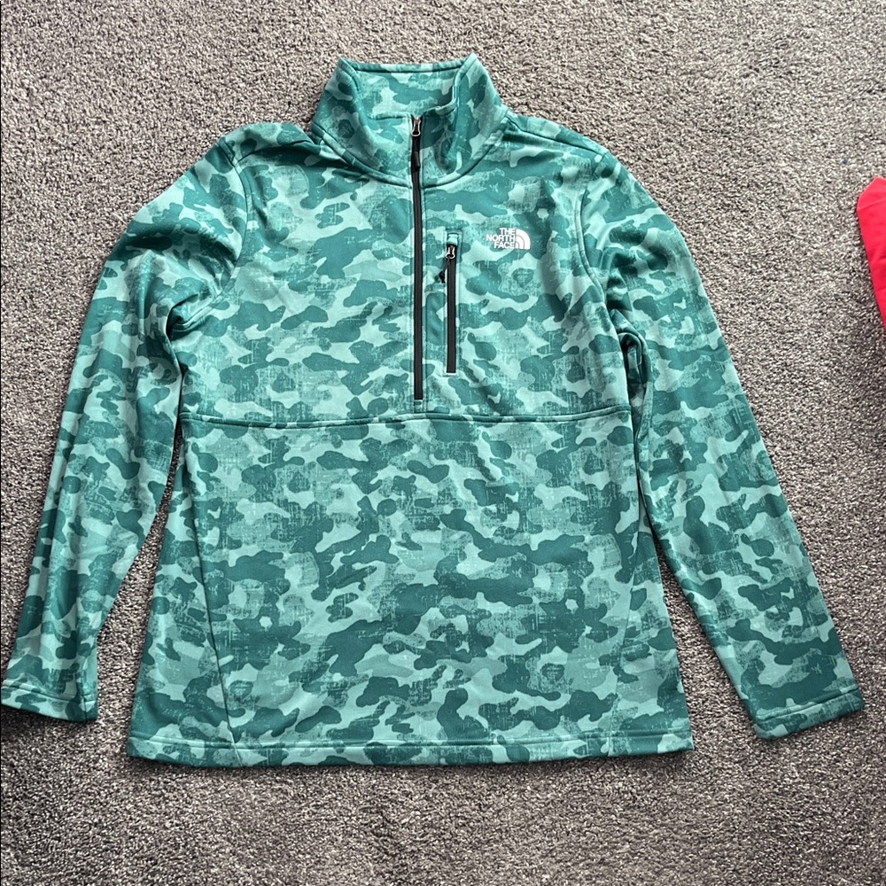 Womens North Face Green Camo Quarter-Zip Pullover
